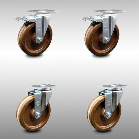 Service Caster 5 Inch SS High Temp Phenolic Top Plate Caster Total Lock Brakes SCC, 2PK SCC-SSTTL20S514-PHSHT-2-S-2